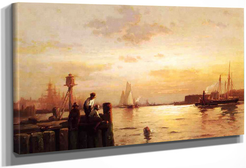Early Dawn, New York Harbor By Edward Moran