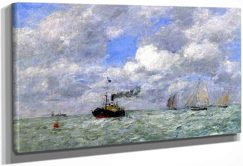English Coal Ship In View Of Trouville By Eugene Louis Boudin