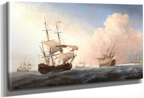 English Warships Heeling In The Breeze Offshore By Willem Van De Velde The Younger