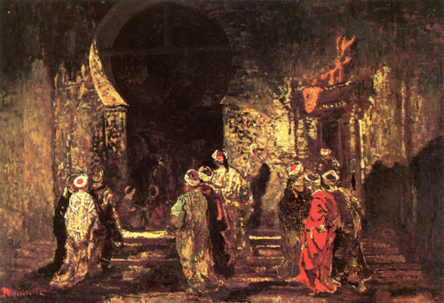 Entering The Mosque By Adolphe Joseph Thomas Monticelli