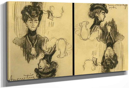 Etude D'elegante, Face Et Profil By Louis Anquetin