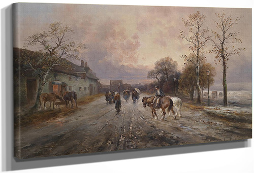 Evening In A Village By Emil Barbarini By Emil Barbarini