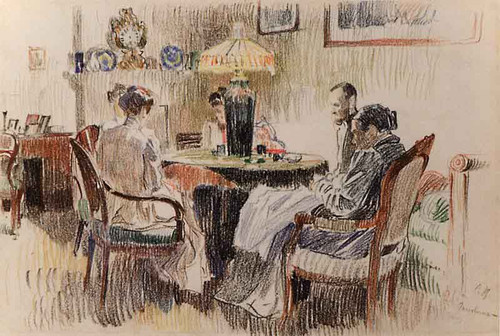Evening Interior By Sergei Arsenevich Vinogradov Russian 1869 1938