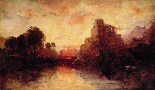 Evening Landscape With A Castle Overlooking A Lake By Francis Danby