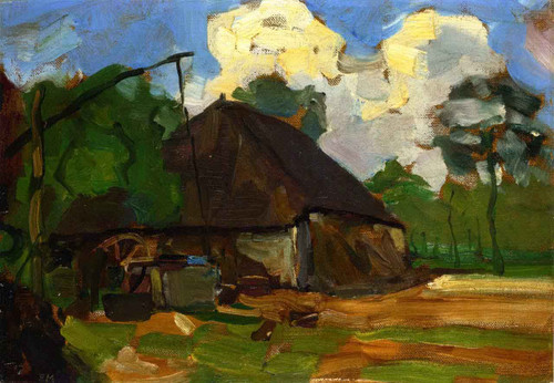 Farm Building With Well In Daylight By Piet Mondrian