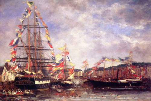 Festival In The Harbor Of Honfleur By Eugene Louis Boudin Festival In The Harbor Of Honfleur By Eugene Louis Boudin