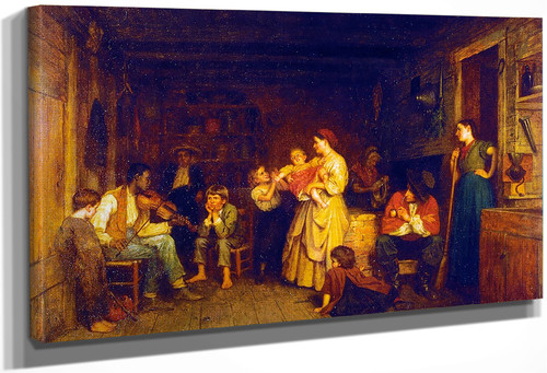 Fiddling His Way 1 By Eastman Johnson By Eastman Johnson