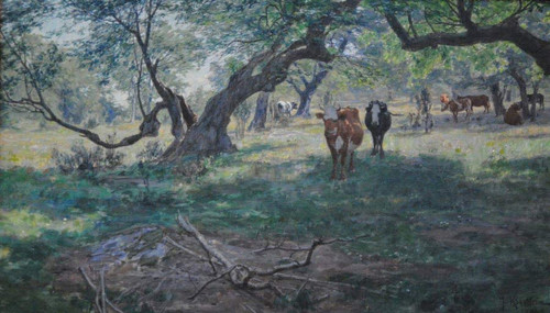Field With Grazing Cows By Johan Krouthen Field With Grazing Cows By Johan Krouthen