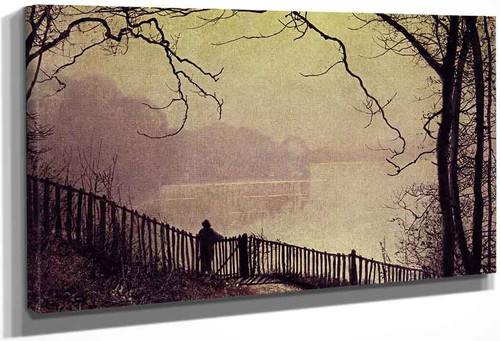 Figure Overlooking Waterloo Lake, Rounday Park, Leeds By John Atkinson Grimshaw By John Atkinson Grimshaw