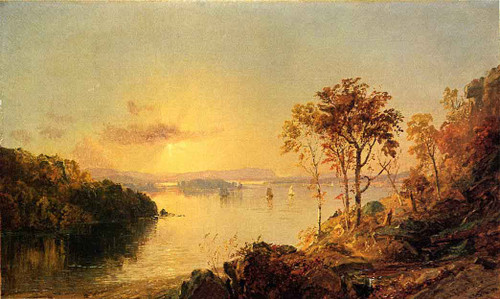 Figures On The Hudson River By Jasper Francis Cropsey By Jasper Francis Cropsey