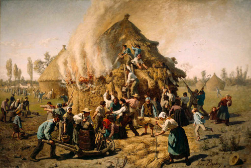 Fire In A Haystack By Jules Adolphe Breton