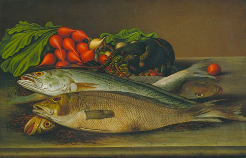 Fish, Lobster And Radishes By Levi Wells Prentice By Levi Wells Prentice