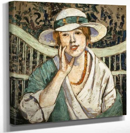 The White And Green Hat By Georgette Agutte By Georgette Agutte Art Reproduction