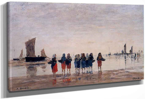 Fisherwomen At Berck By Eugene Louis Boudin