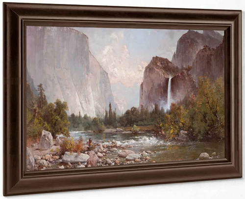 Fishing In The Yosemite Valley By Thomas Hill By Thomas Hill Print or Oil  Painting Reproduction from Cutler Miles.