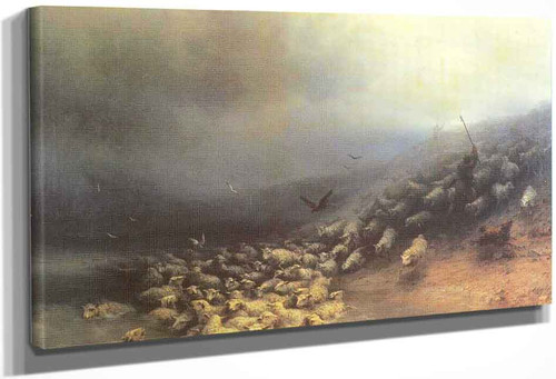 Flock Of Sheep At Gale By Ivan Constantinovich Aivazovsky By Ivan Constantinovich Aivazovsky