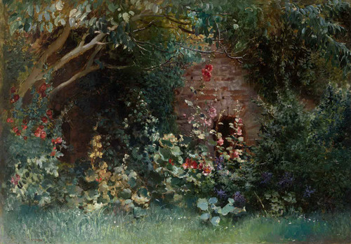Garden In Bloom By Konstantin Yegorovich Makovsky