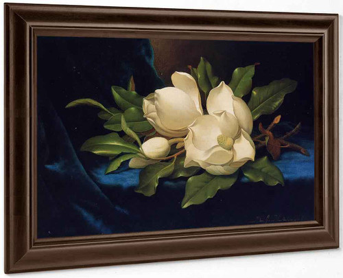 Magnolias on Gold Velvet Cloth Panoramic Canvas Art Print for Sale