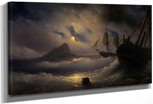 Gibraltar By Night By Ivan Constantinovich Aivazovsky By Ivan Constantinovich Aivazovsky