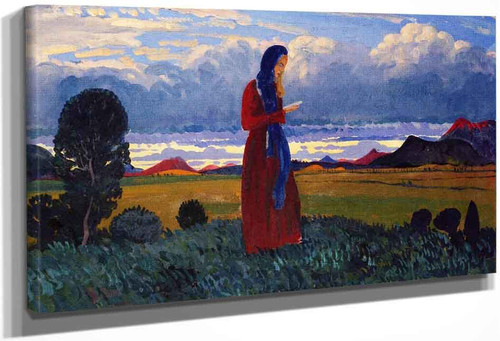 Girl Reading In A Landscape By James Dickson Innes