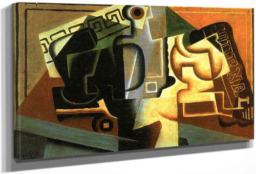 Glass And Water Bottle By Juan Gris