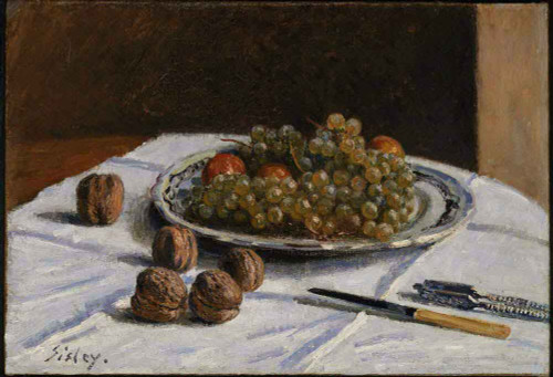 Grapes And Walnuts On A Table By Alfred Sisley