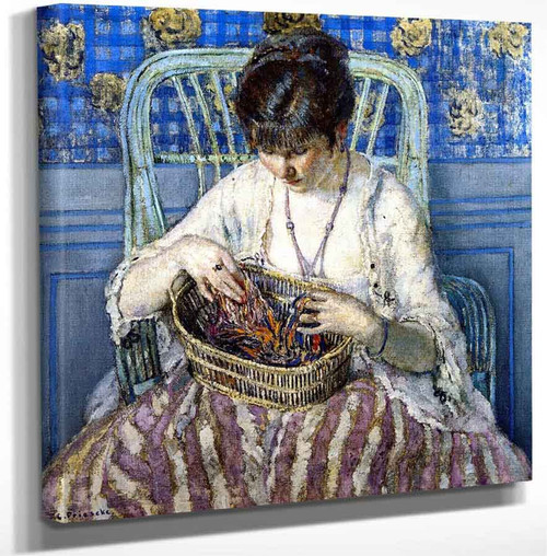 Unraveling Silk By Frederick Carl Frieseke Art Reproduction