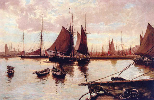 Harbor Scene By Julian Onderdonk By Julian Onderdonk