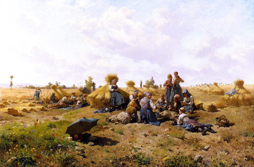 Harvest Scene By Daniel Ridgway Knight By Daniel Ridgway Knight