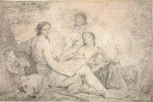 Hestia In A Mythical Landscape By Charles Joseph Natoire By Charles Joseph Natoire