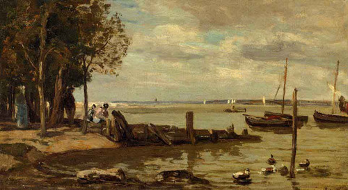 Honfleur, The Shore By Eugene Louis Boudin Honfleur, The Shore By Eugene Louis Boudin