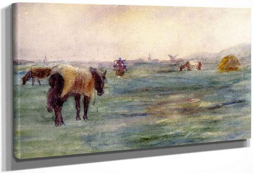Horse In Field By Frederick Carl Frieseke By Frederick Carl Frieseke