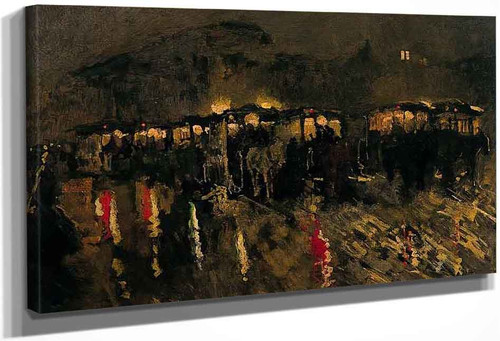 Horse Trams On Dam Square In Amsterdam At Night By George Heidrik Breitner