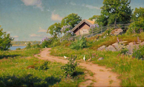 House With Lilacs By Johan Krouthen