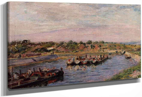 Idle Barges On The Loing Canal At Saint Mammes By Alfred Sisley