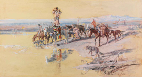 Indians Traveling On Travois by Charles Marion Russell