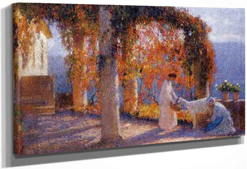 Jeune Femmes En Terrasse By Henri Martin