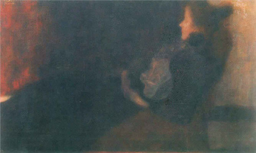 Lady By The Fireplace By Gustav Klimt