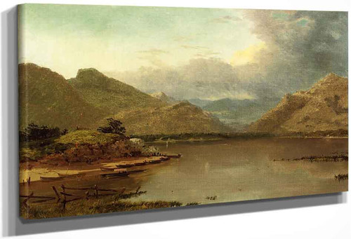 Lake With Boaters By John Frederick Kensett By John Frederick Kensett