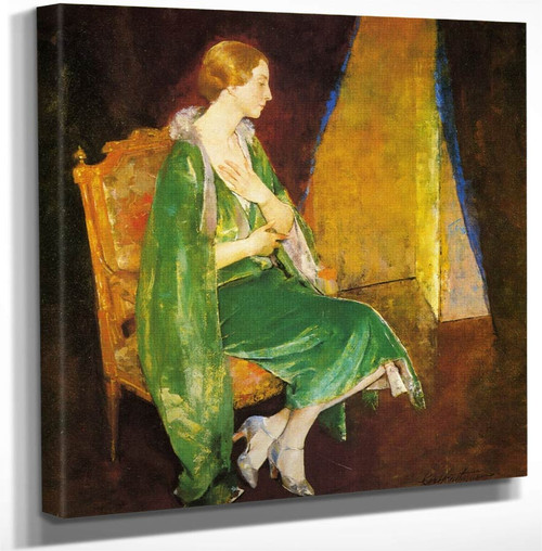 Woman In Green By Charles W. Hawthorne Art Reproduction