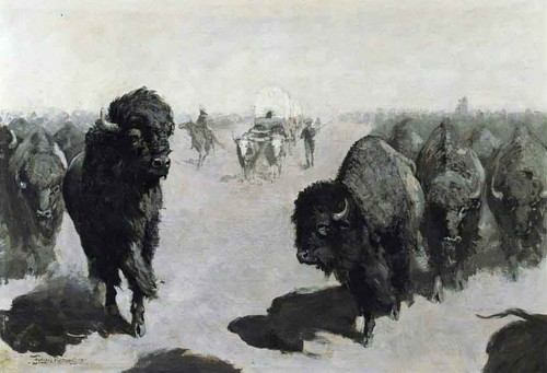 Lane Through The Buffalo Herd By Frederic Remington