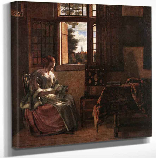 Woman Reading A Letter By Pieter De Hooch Art Reproduction