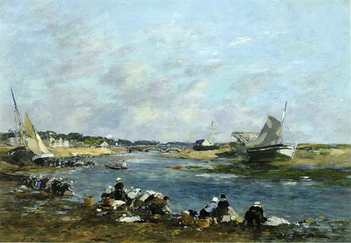 Laundresses On A Branch Of The Touques By Eugene Louis Boudin