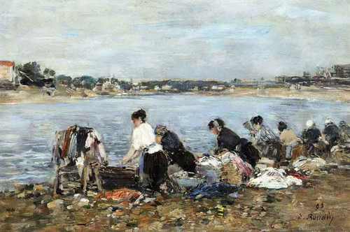 Laundresses On The Banks Of The Touques 22 By Eugene Louis Boudin
