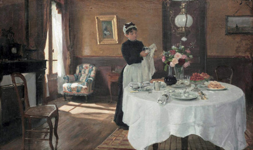 Laying The Table By Victor Gabriel Gilbert By Victor Gabriel Gilbert