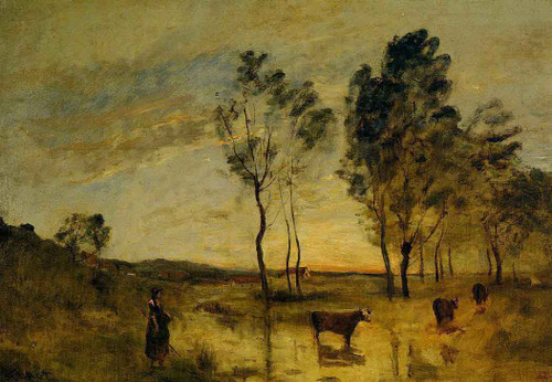 Le Gue By Jean Baptiste Camille Corot