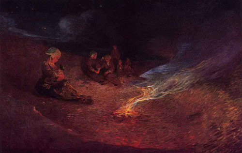 Le Pouldu, Woman Breast Feeding On A Dune By Ferdinand Du Puigaudeau