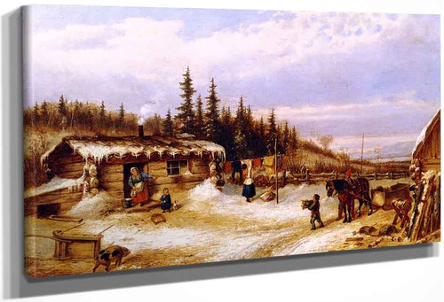 Log Hut On The St. Maurice By Cornelius Krieghoff By Cornelius Krieghoff