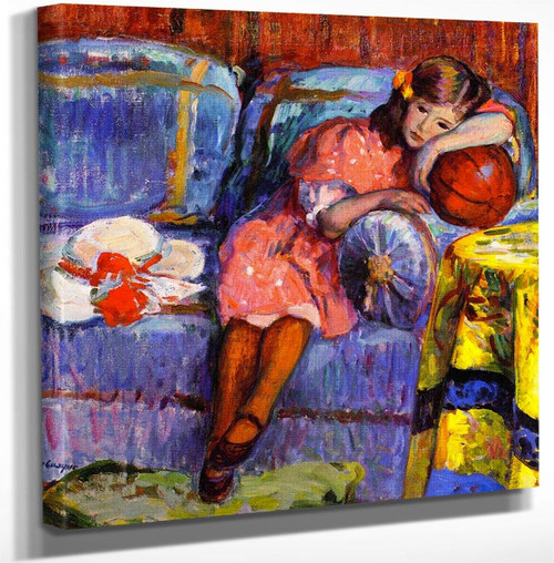 Young Girl And The Red Balloon By Henri Lebasque Art Reproduction