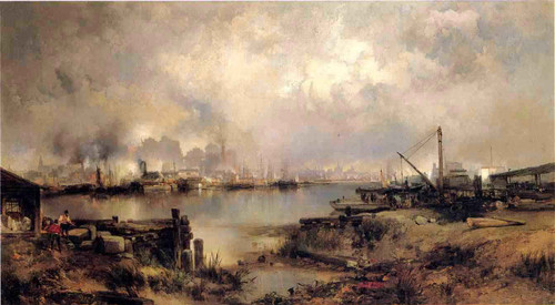 Lower Manhattan From Communipaw, New Jersey By Thomas Moran